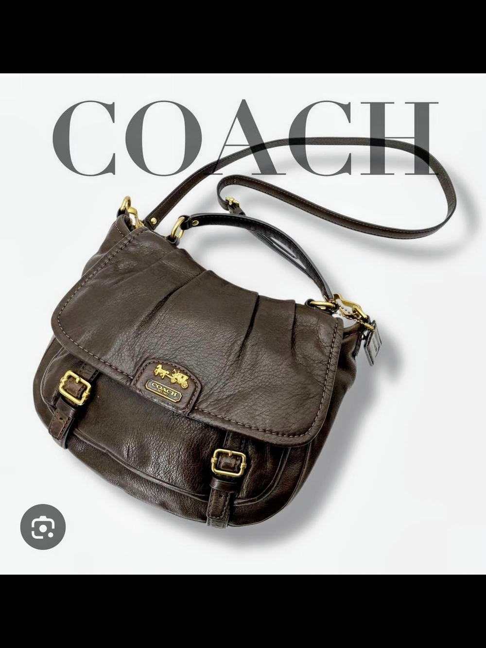 COACH 'MADISON' ANNABELLE' Pebbled Leather Flap Shoulder Bag w/Crossbody Strap - Picture 9 of 16